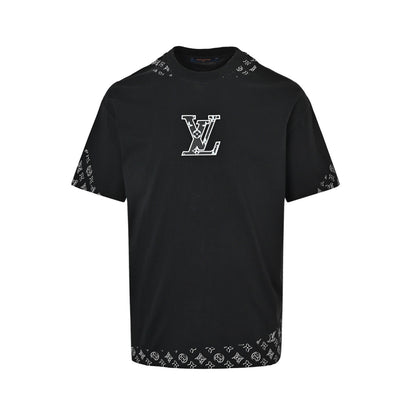 Louis Vuitton leather logo embroidered short sleeves