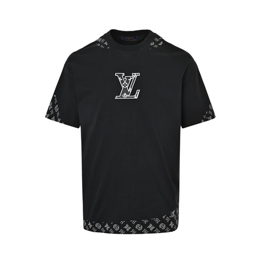 Louis Vuitton leather logo embroidered short sleeves
