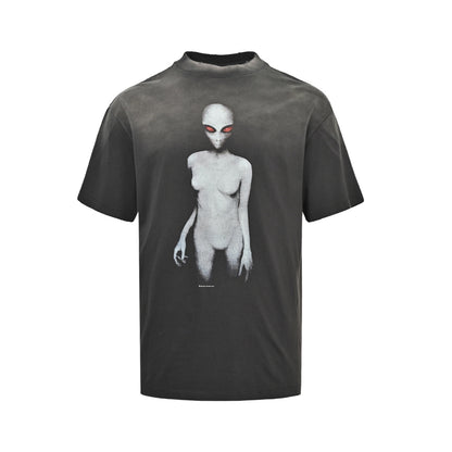SAINT MICHAEL 25ss red eye alien print short sleeves