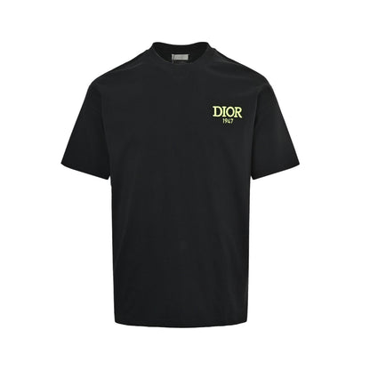 Dior 26ss fluorescent green letter logo embroidered short sleeves