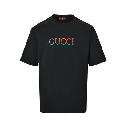 Gucci red and green stitching embroidered letter short sleeves