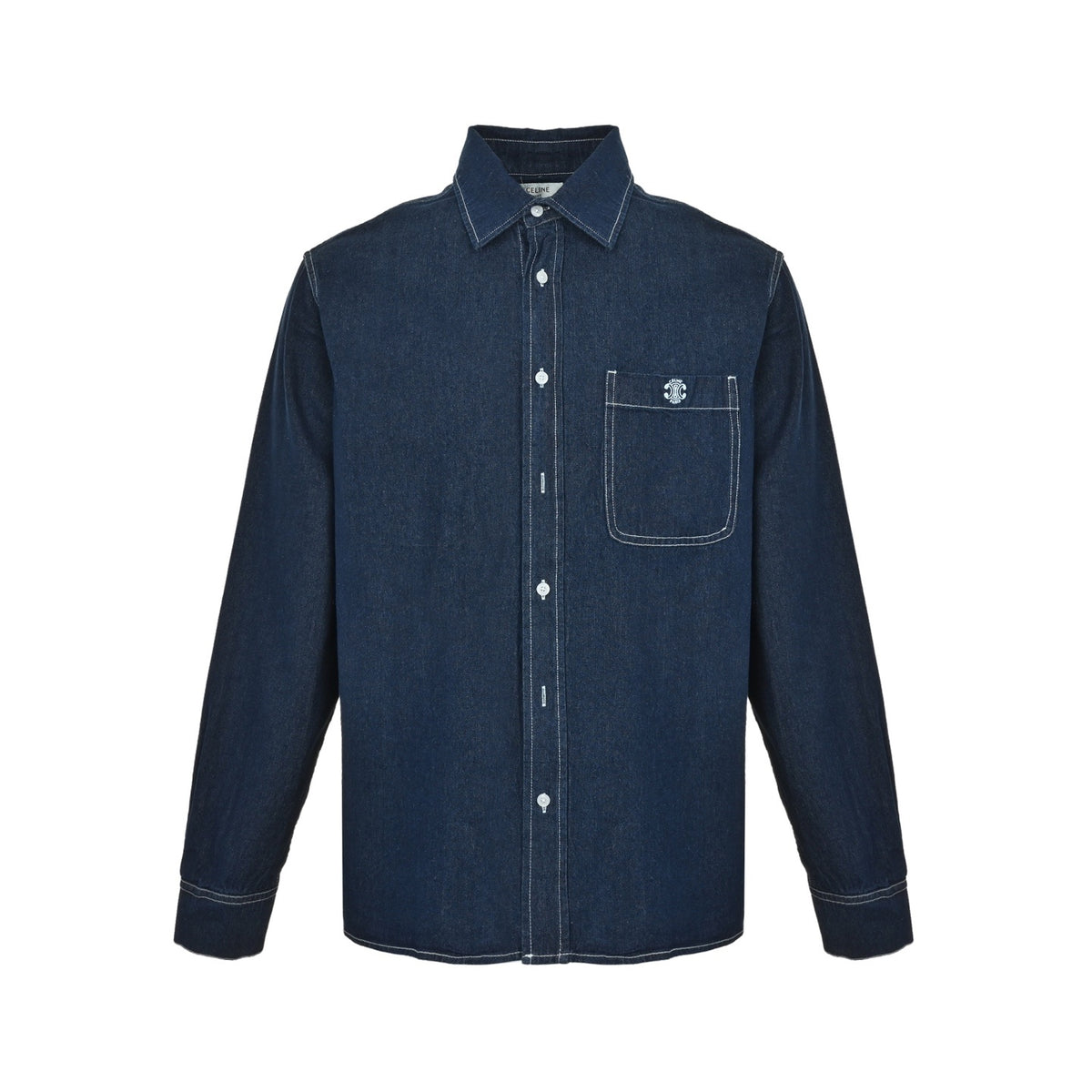 Celine Arc de Triomphe embroidered long-sleeved denim shirt