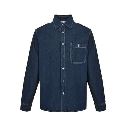 Celine Arc de Triomphe embroidered long-sleeved denim shirt