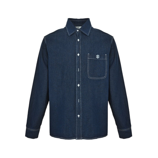 Celine Arc de Triomphe embroidered long-sleeved denim shirt