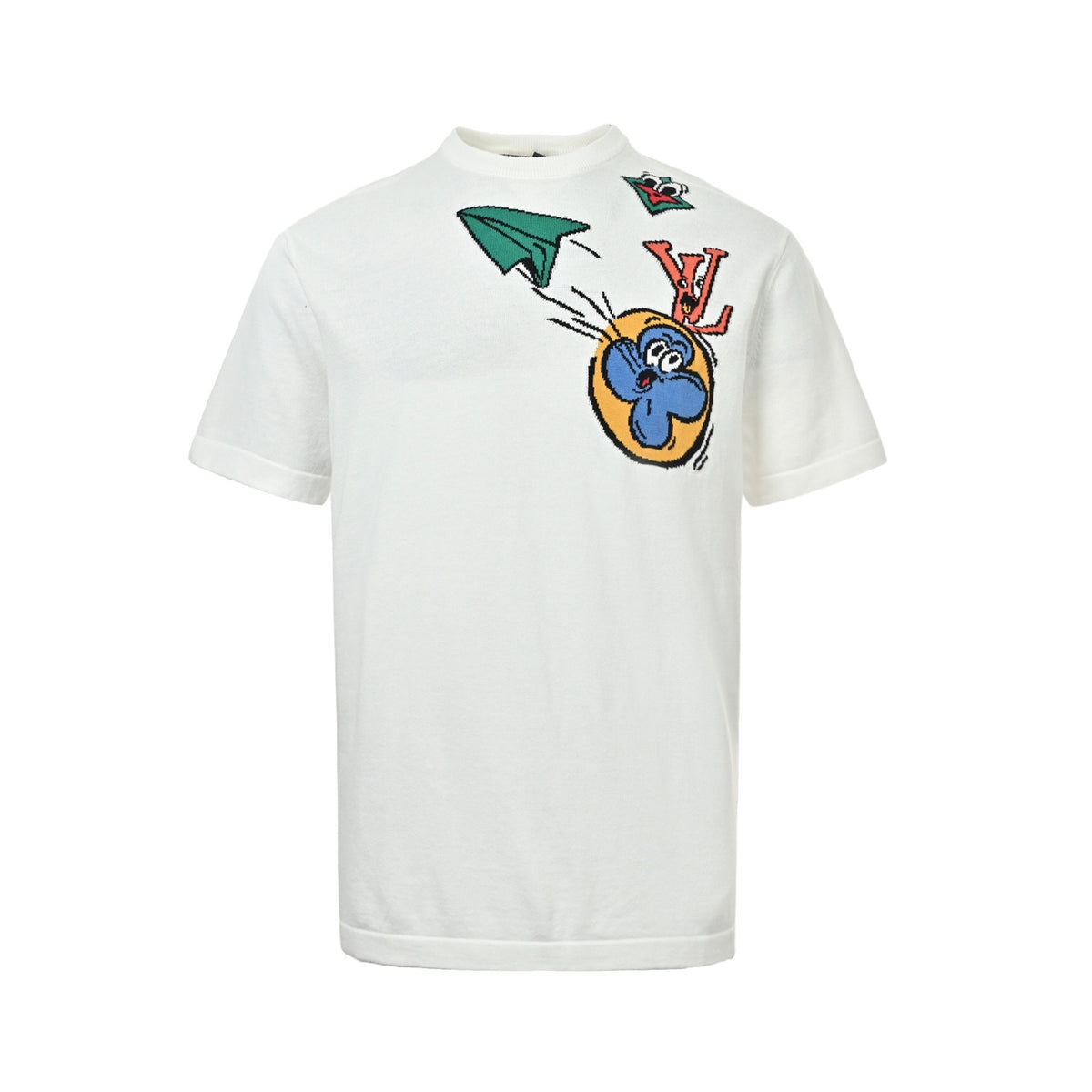 Louis Vuitton aircraft jacquard round neck knitted short sleeves