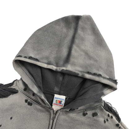 Saint Michael Double Destroyed Waffle Hooded Jacket