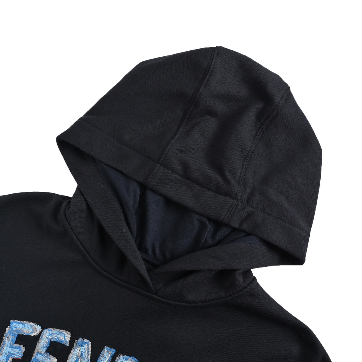 Fendi blue letter embroidered hooded sweatshirt