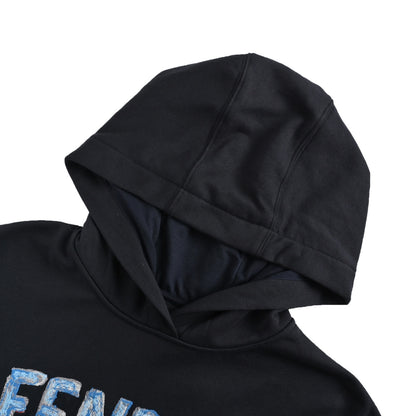 Fendi blue letter embroidered hooded sweatshirt