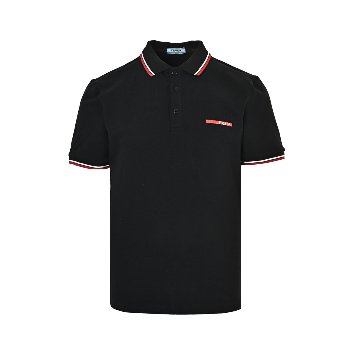 Prada red trim embroidered Polo short sleeves