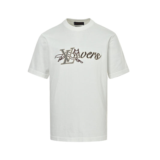 Louis Vuitton fox letter embroidered knitted short sleeves