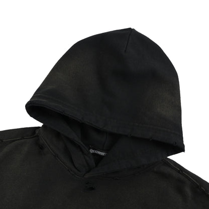 Chrome Hearts cross patch embroidered washed burnt flower hooded sweatshirt