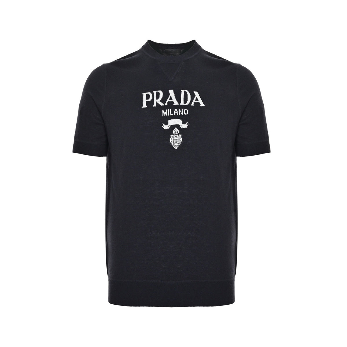Prada 25ss classic logo jacquard knitted short sleeves