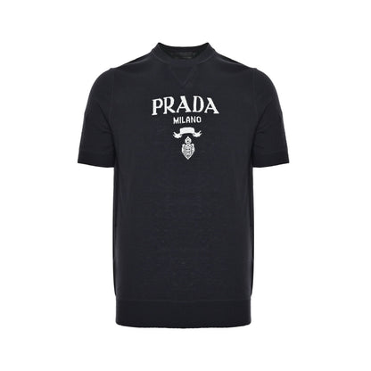 Prada 25ss classic logo jacquard knitted short sleeves