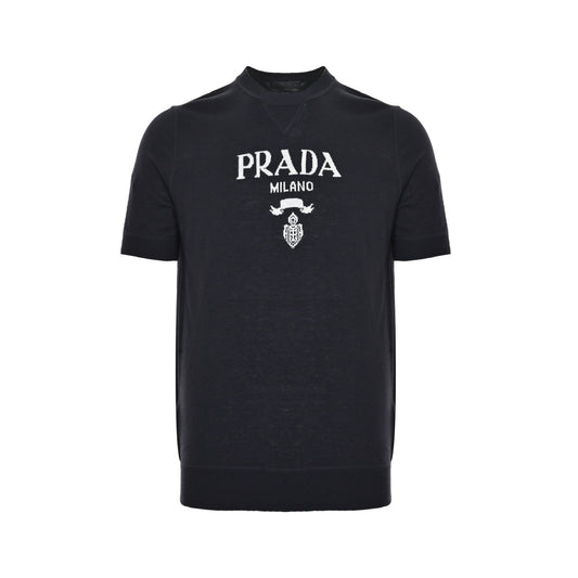 Prada 25ss classic logo jacquard knitted short sleeves