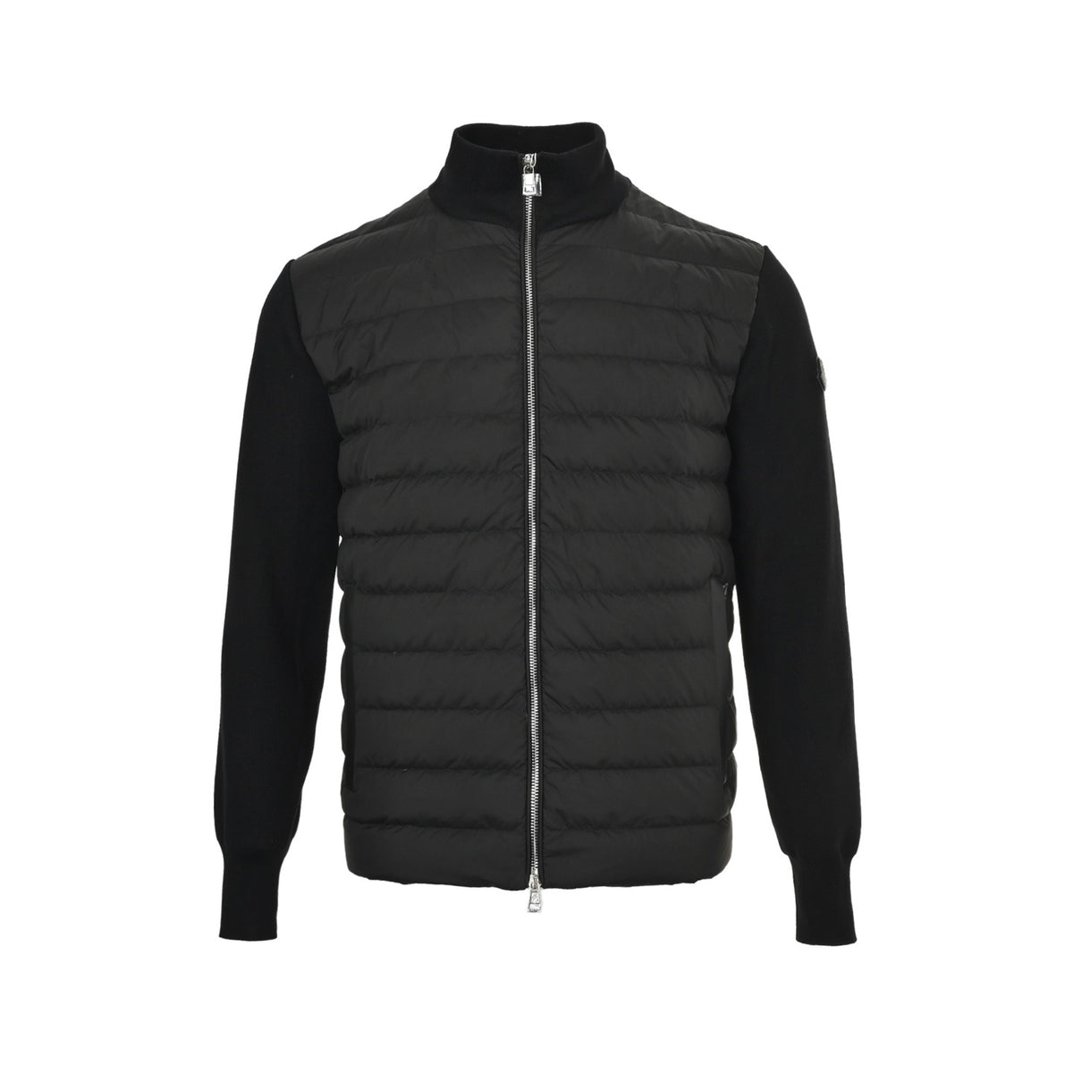 Moncler/Mask 25Fw leather pocket knitted patchwork down jacket