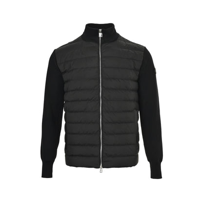 Moncler/Mask 25Fw leather pocket knitted patchwork down jacket