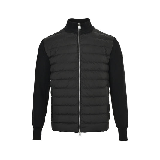 Moncler/Mask 25Fw leather pocket knitted patchwork down jacket