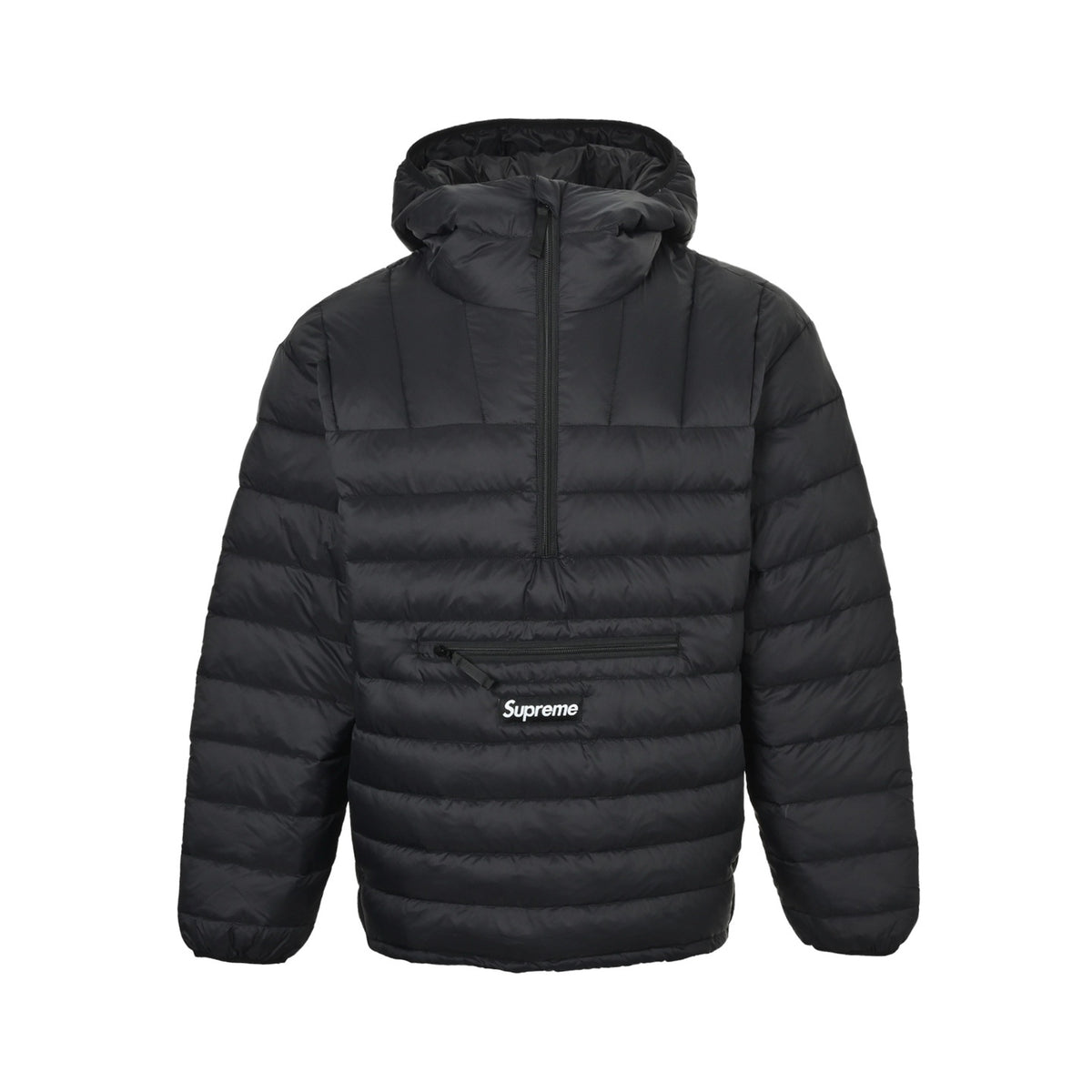 Supreme woven logo tag half-zip rib down jacket