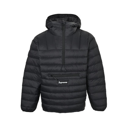 Supreme woven logo tag half-zip rib down jacket