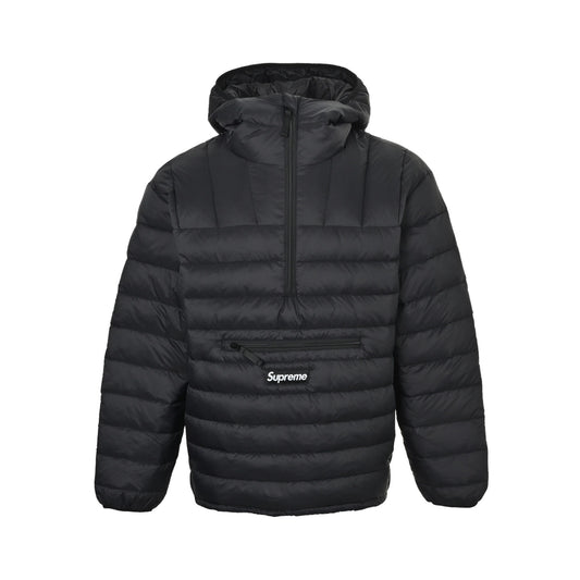 Supreme woven logo tag half-zip rib down jacket