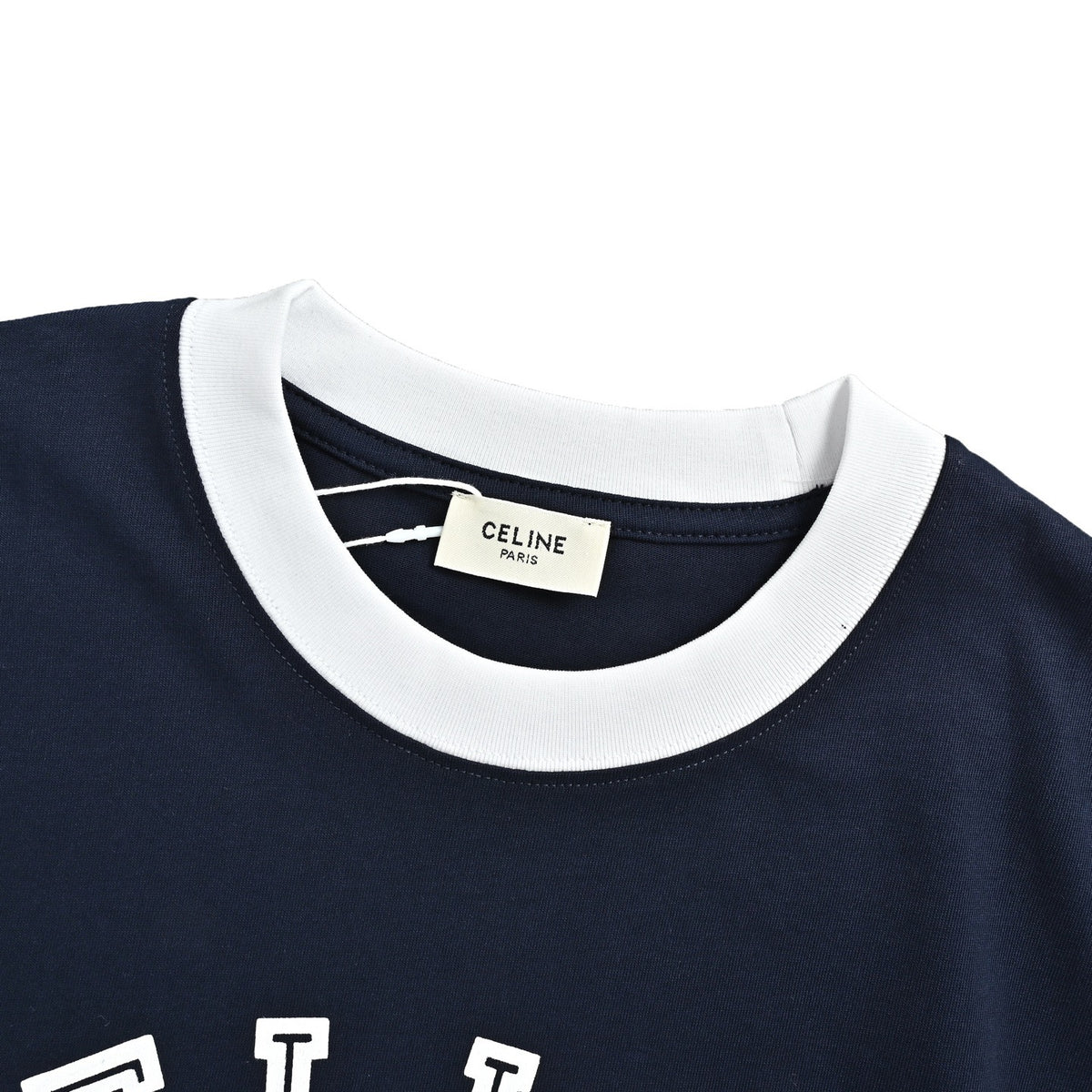 Celine 26ss contrast ribbed logo printed short sleeves