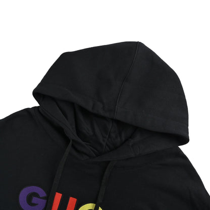 Gucci colorful letter logo embroidered hooded sweatshirt