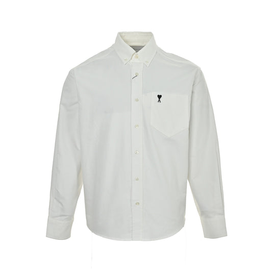 Ami Paris pocket heart embroidered shirt
