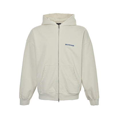 Balenciaga/Balanciaga 25Fw front and back letter embroidered zipper hooded sweatshirt