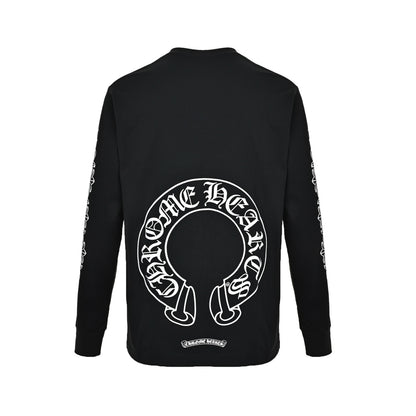 Chrome Hearts/Chrome Heart Cross Flower Arm Sanskrit Scroll Print Long Sleeve T-Shirt