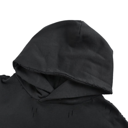 Balenciaga letter print distressed hole hooded sweatshirt
