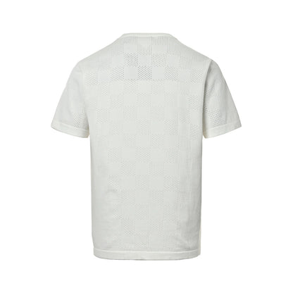 Louis Vuitton 26ss hollow mesh checkerboard knitted short sleeves
