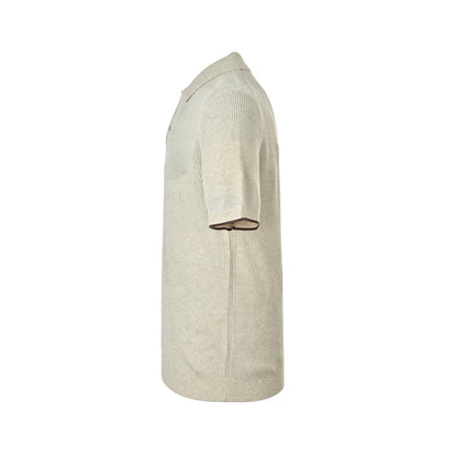BRUNELLO CUCINELLI BC Solid Lapel Rib Knit Polo Short Sleeve