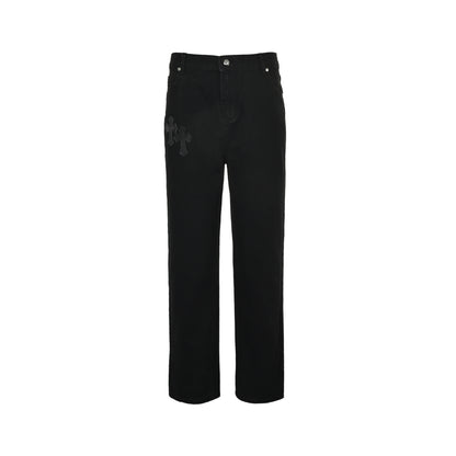 Chrome Hearts/Chrome Heart cross patch embroidered washed jeans