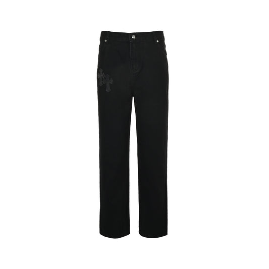 Chrome Hearts/Chrome Heart cross patch embroidered washed jeans