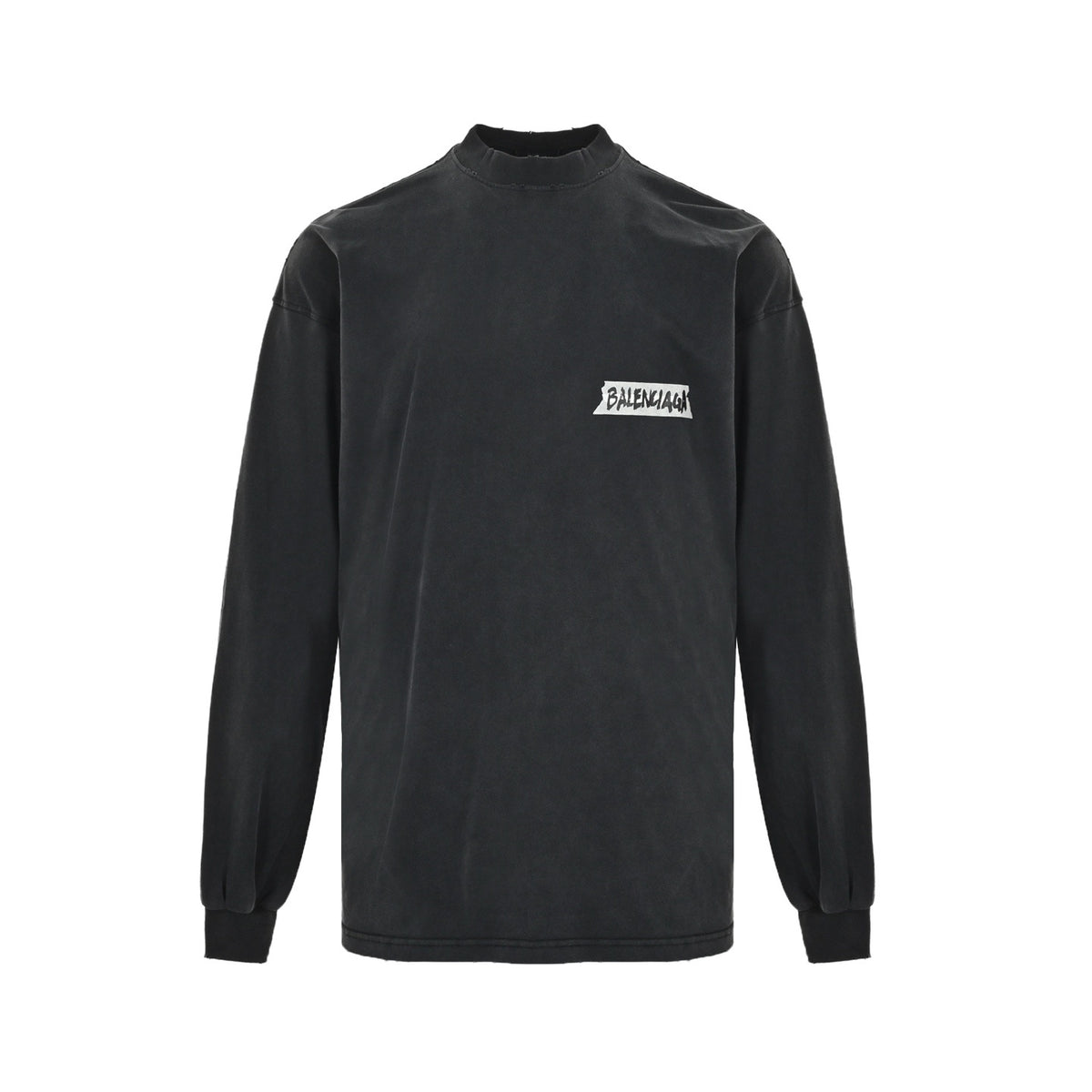 Balenciaga/Balanciaga 26ss new tape printed long-sleeved T-shirt