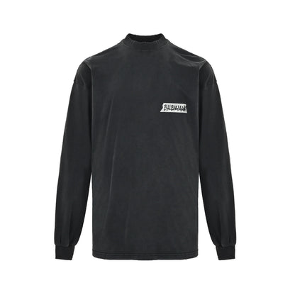 Balenciaga/Balanciaga 26ss new tape printed long-sleeved T-shirt