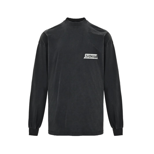 Balenciaga/Balanciaga 26ss new tape printed long-sleeved T-shirt