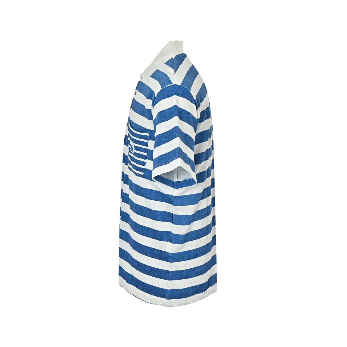 Louis Vuitton 25 blue letter logo printed short-sleeved Louis Vuitton/Louis Vuitton blue striped polo Polo short-sleeved