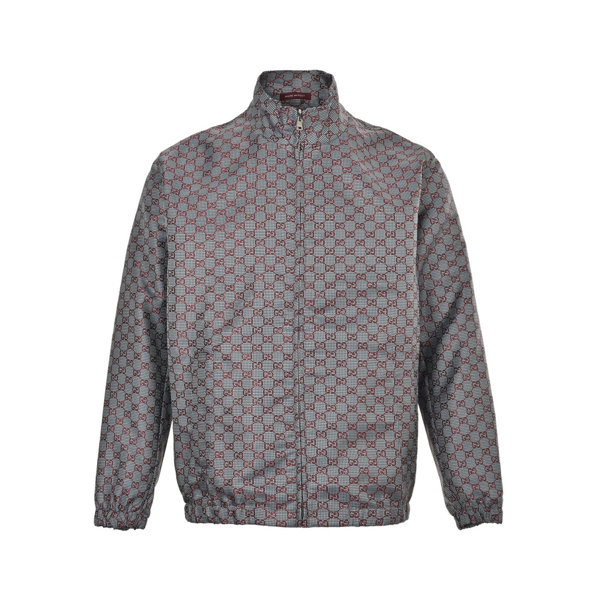 Gucci full GG color block stand collar bomber jacket