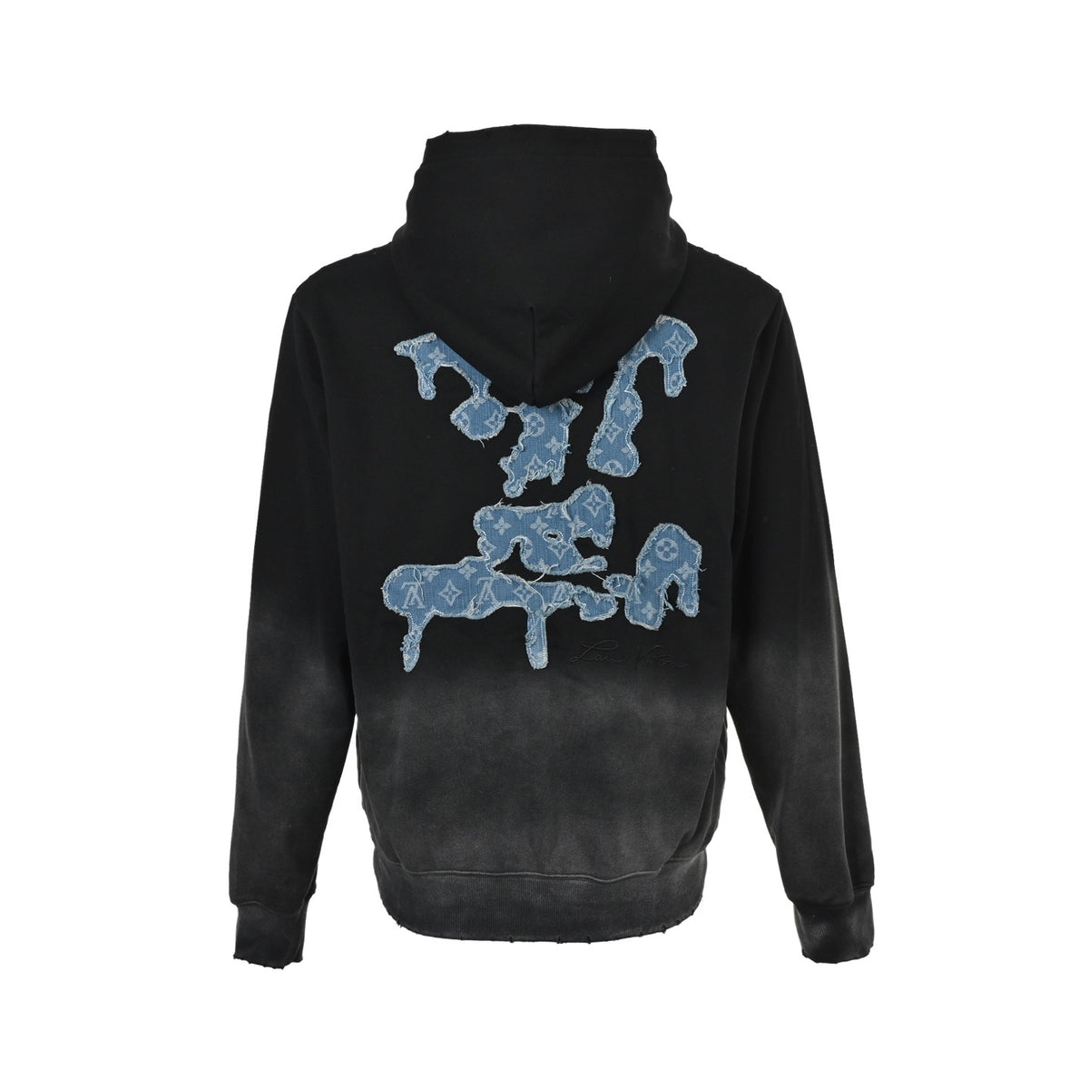 Louis Vuitton cloud denim logo patch embroidery washed hooded sweatshirt