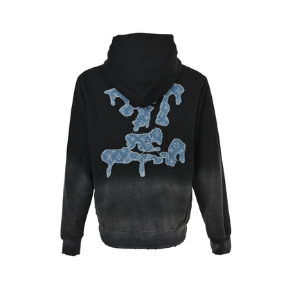 Louis Vuitton cloud denim logo patch embroidery washed hooded sweatshirt