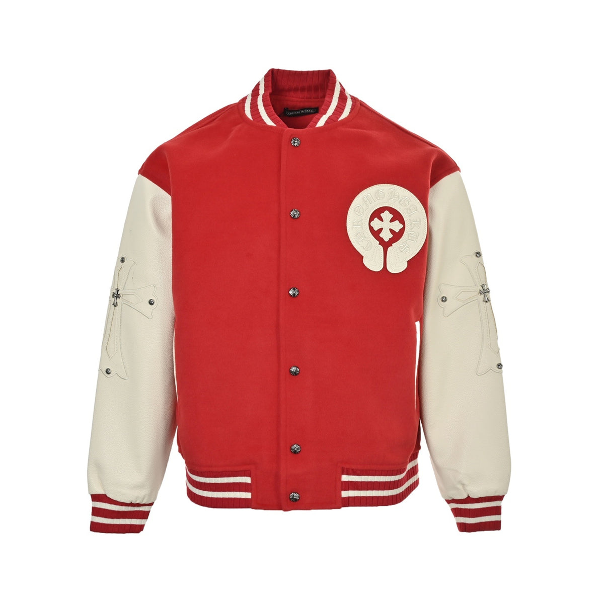 ChromeHearts/Chrome Heart cross-leather stitching baseball uniform jacket