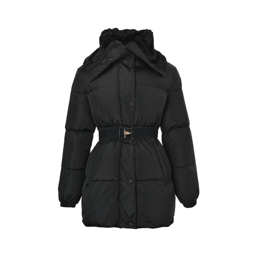 Moncler/Mask 25Fw large lapel waist mid-length down jacket