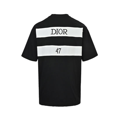 Dior 26ss letter embroidered patch short sleeves
