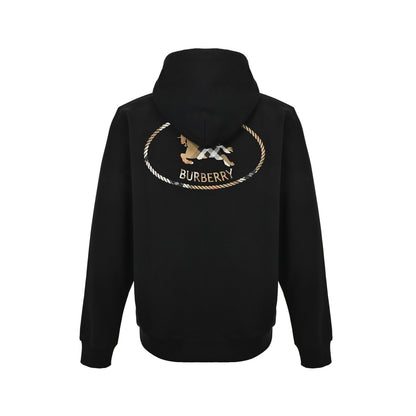 Burberry plaid war horse embroidered zipper hooded sweatshirt