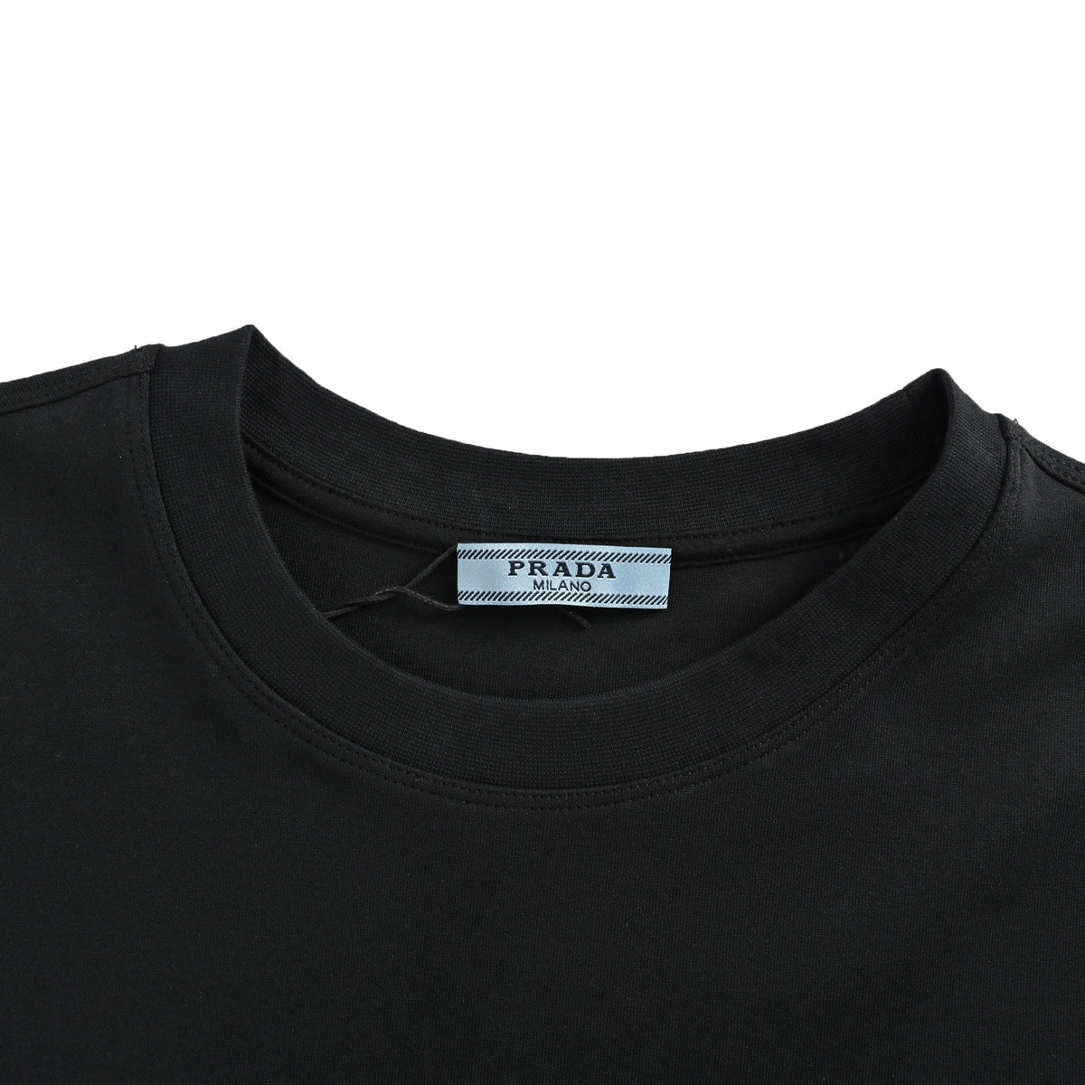 Prada long-sleeved T-shirt with embroidered logo letter strips on the chest