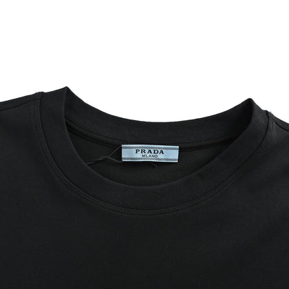 Prada long-sleeved T-shirt with embroidered logo letter strips on the chest
