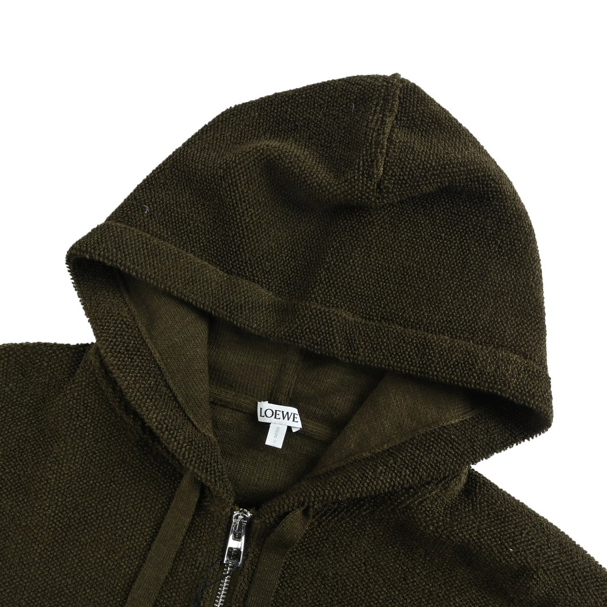 Loewe 25Fw logo embroidered zipper hooded sweater jacket