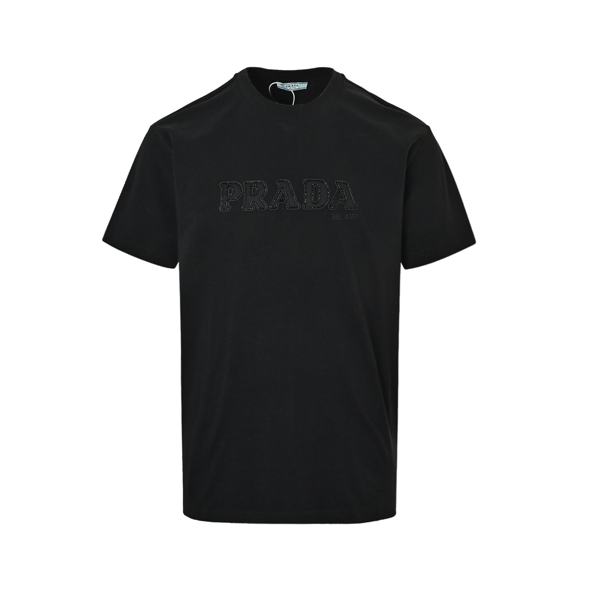 Prada heavy beaded embroidery stroked letter short sleeves