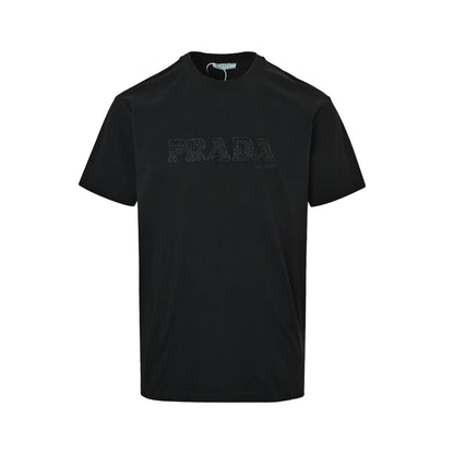 Prada heavy beaded embroidery stroked letter short sleeves